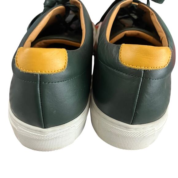 M. GEMI "ITALY MADE" LEATHER SNEAKER 12 US EU 45 Green Tan - Picture 5 of 7